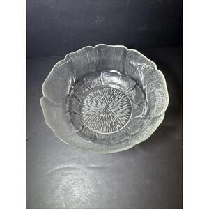 RARE Arcoroc France FLEUR 7" Clear Glass Round SALAD / SERVING BOWL